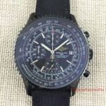 Wholesale Price Copy Breitling Navitimer Watch Chronograph All Black Nylon Strap For Sale